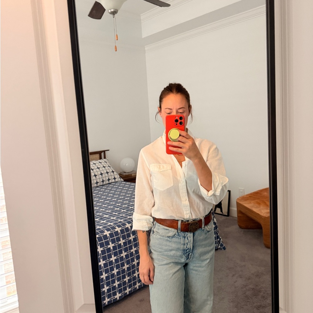 Linen White Button-Up Shirt